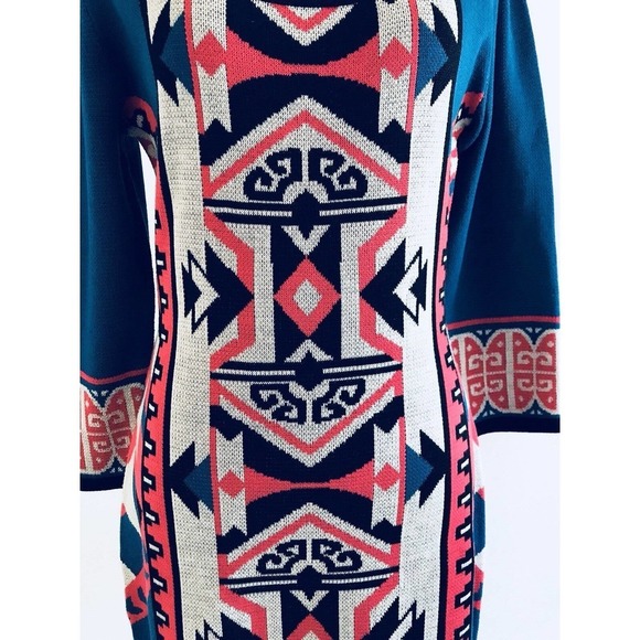 Flying Tomato | Womens Size M Sweater Dress Aztec Fitted Slimming Pullover - Picture 9 of 11